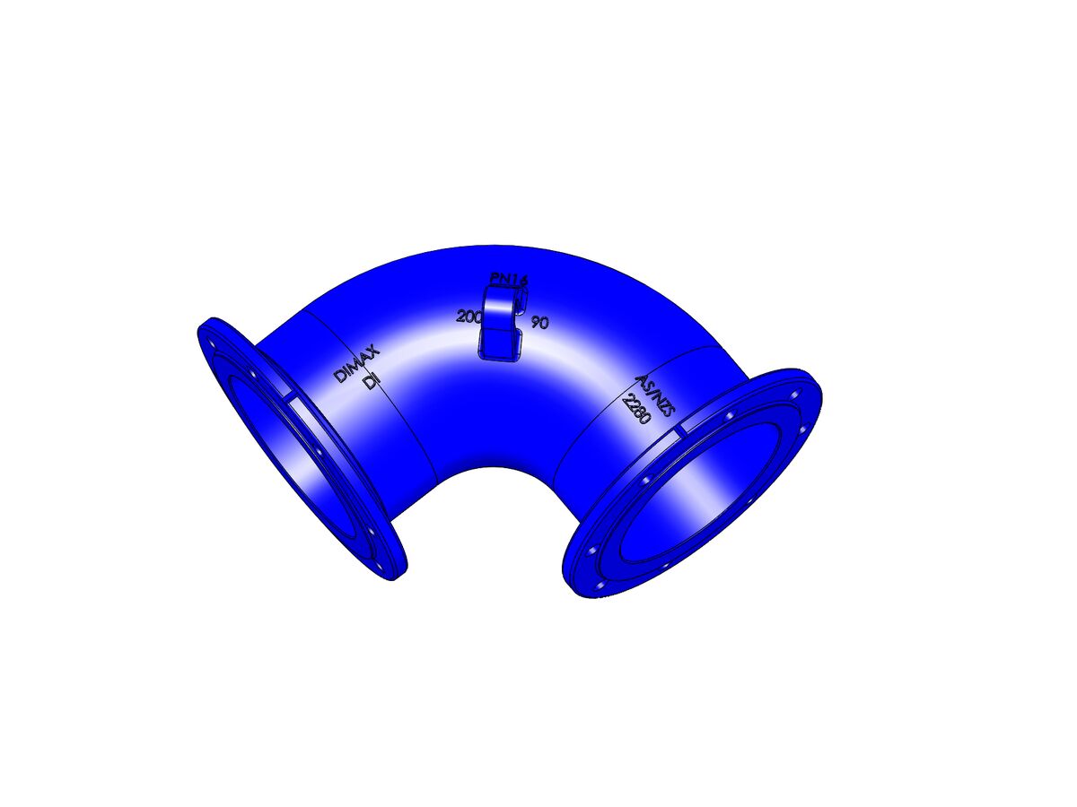 Dimax Ductile Iron Bend (Flange x Flange) PN16 B5 200mm x 90 Degrees