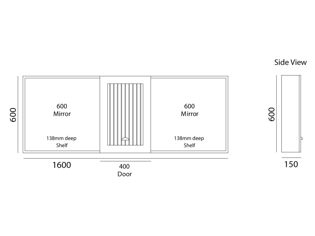 Kado Era Double Mirrored Shaving Cabinet 1 Door 1600mm