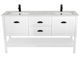 Kado Era Full Height Vanity Unit with Legs 2 Door & 2 Drawers with Double Under Counter Basin 1600mm