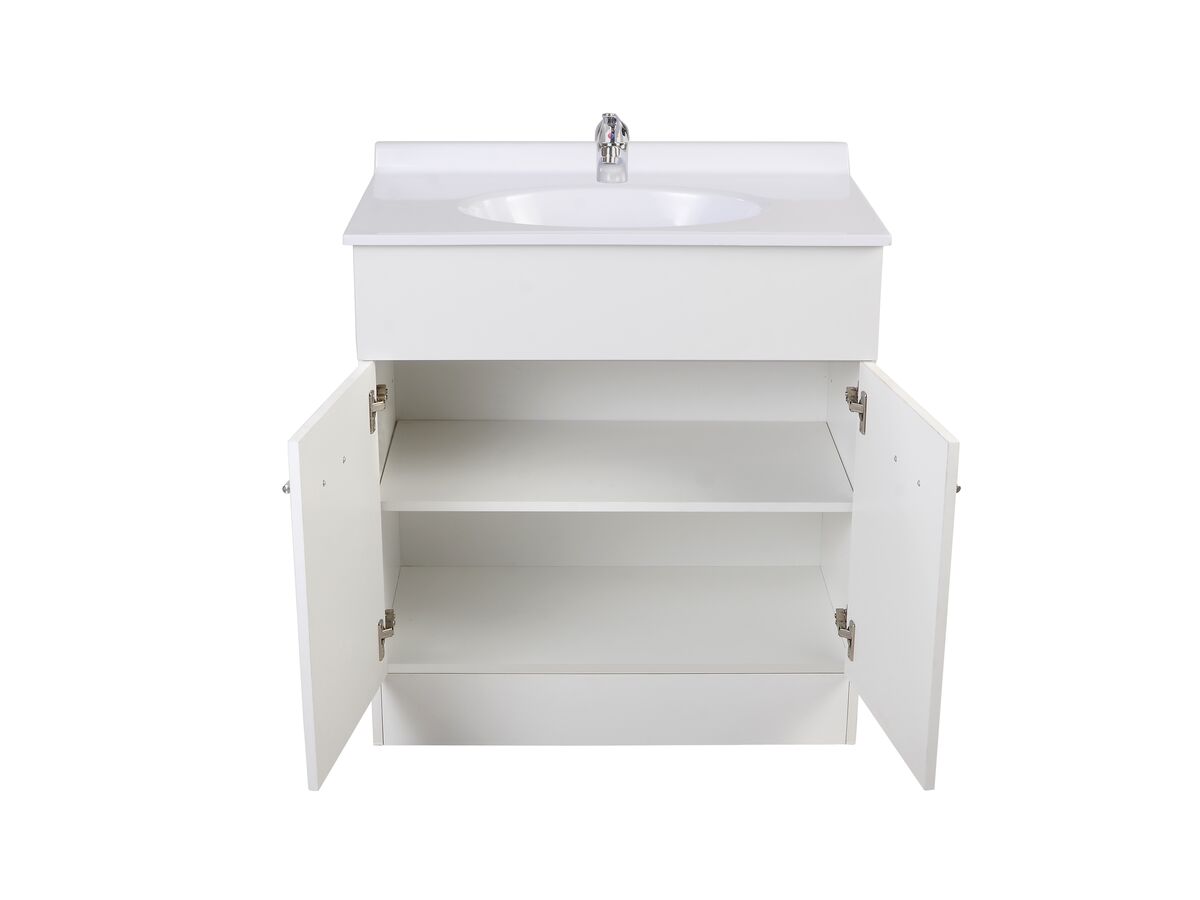 Base 2 Door Vanity Unit with Kick 1 Taphole 760mm White from Reece