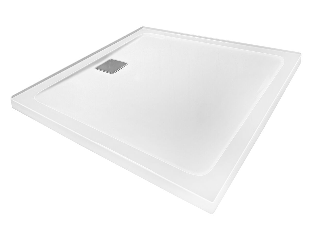 Kado Lux Shower Base 1000mm x 1000mm Rear Outlet 3 Tile White from Reece