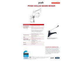 Specification Sheet - Posh Solus Basin Mixer 150mm Lever Handle Chrome (4 Star)