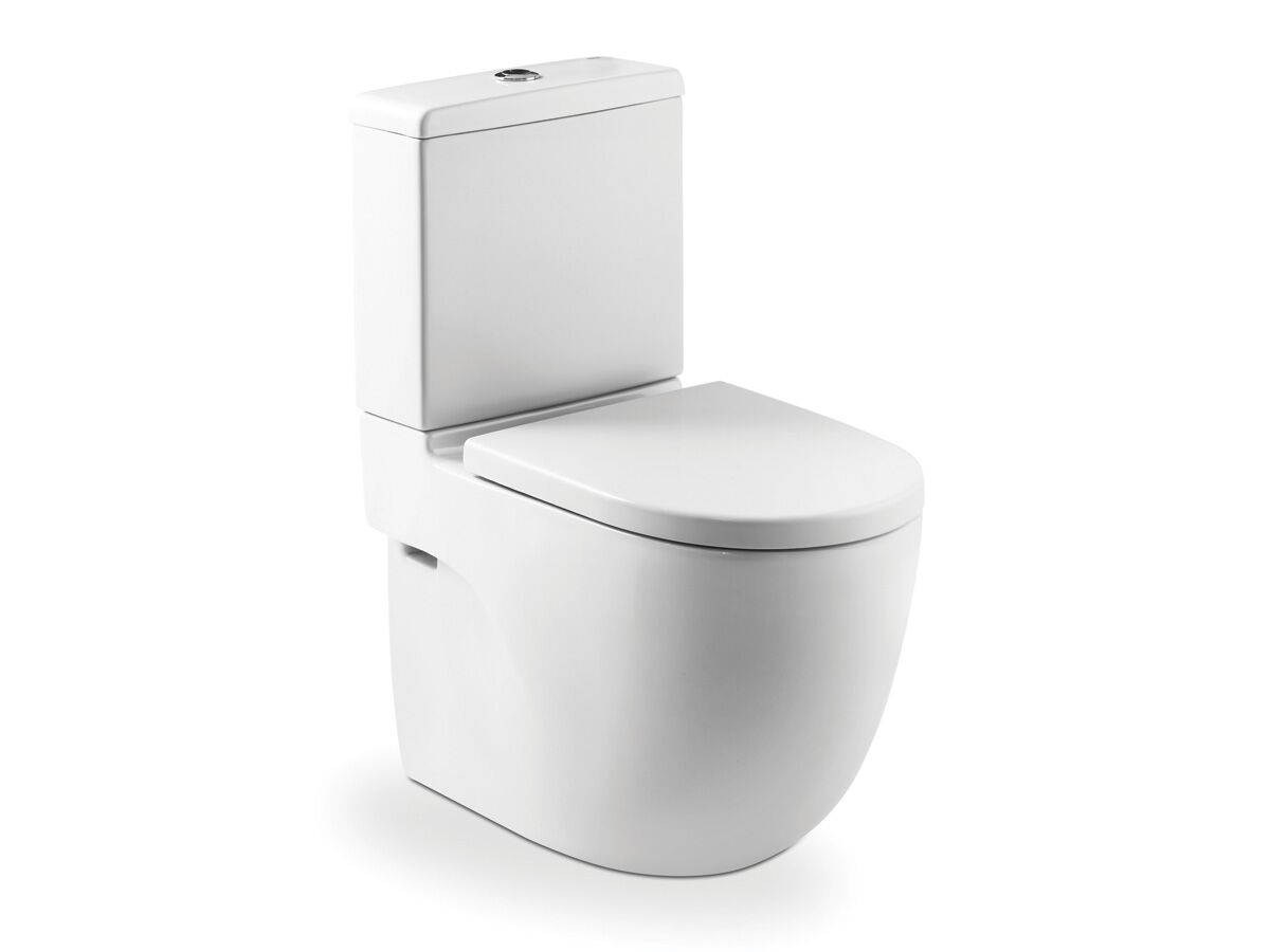 Meridian Close Coupled Back to Wall Back Inlet Toilet Suite, S & P Trap with Soft Close Seat Quick Release White / Chrome (4 Star)