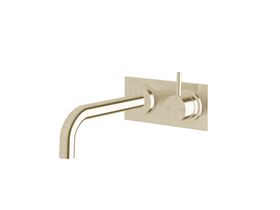 Scala 25mm Curved Wall Basin Mixer Tap System Right Hand Mixer Tap 160mm Outlet LUX PVD Brushed Platinum Gold (6 Star)