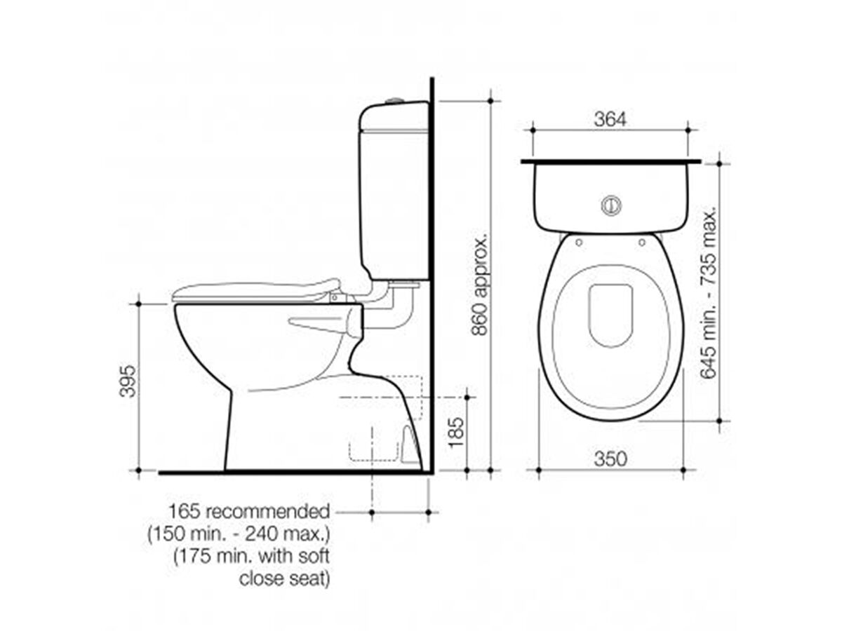 Trident/Sovereign Toilet Suite S Trap with Universal Seat 4.5/3 White (4 Star)