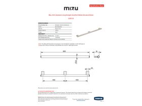 Specification Sheet - Mizu Drift Assisted Living Straight Grab Rail 800mm Brushed Nickel