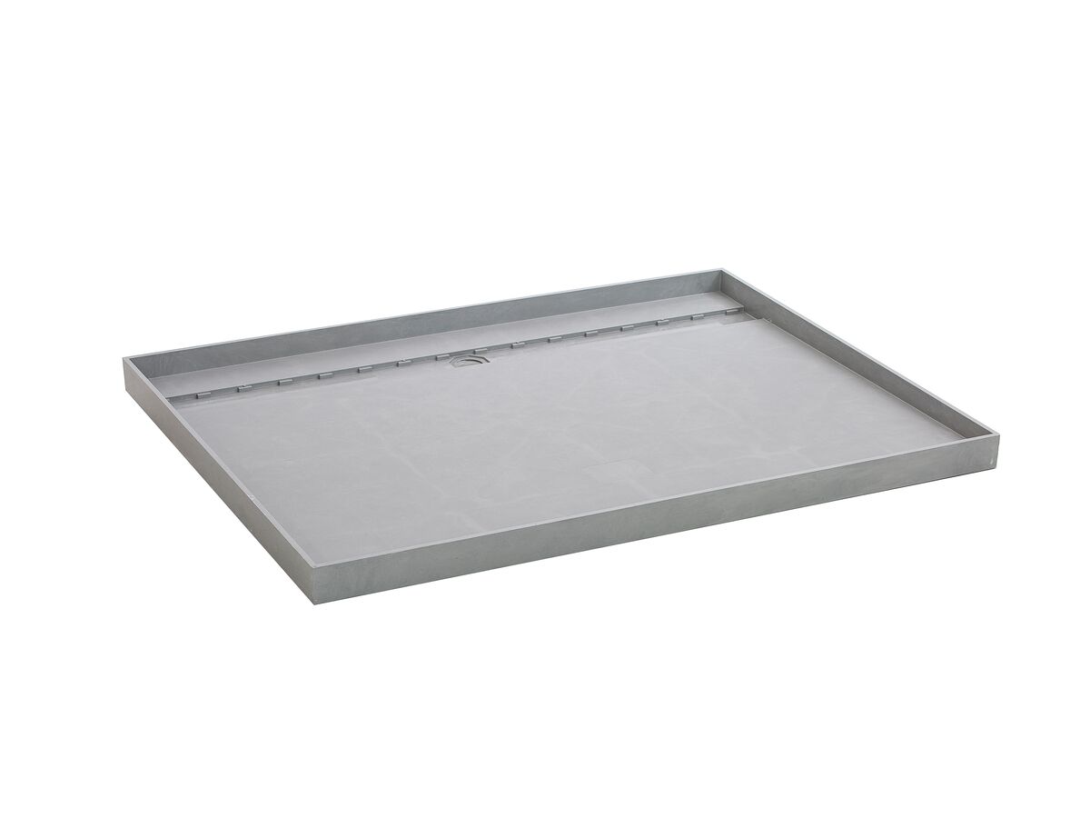 Posh Solus Tile Over Shower Tray with 1160mm Long Rear Matte Black Tile