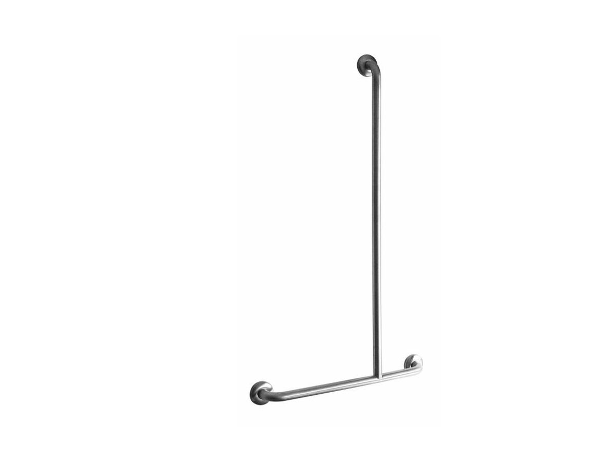 Inverted T Shower Grab Rail 32mm Left Hand 700 x 1100mm Stainless Steel