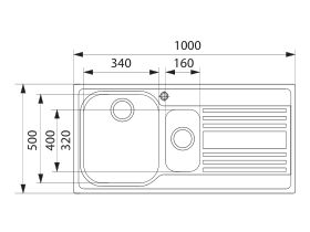 Franke Rapid RPX651 1 1/3 Bowl Inset Sink Pack Left Hand Bowl Right Hand Drainer Stainless Steel