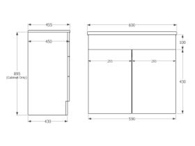 Espire Wall Hung Single Bowl Vanity Unit (Wave) 2 Door 610mm