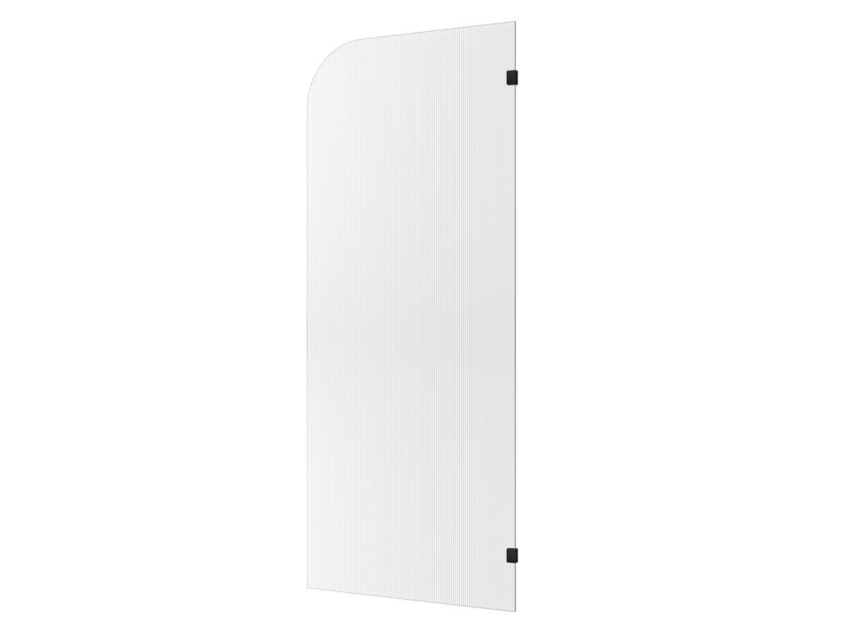 Hero - Kado Lux Frameless Curved Right Fluted Panel with Wall Clips 900mm Matte Black