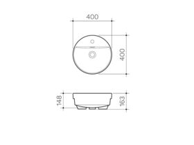 Clark Round Semi Recessed Basin with Overflow 1 Taphole Including Chrome Pop Up Waste 400mm White