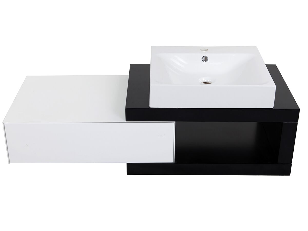 Mizu Bloc Wall Hung Vanity Unit No Basin 1200mm Black/ White