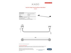 Specification Sheet - Kado Era Single Towel Rail 600mm Matte Black