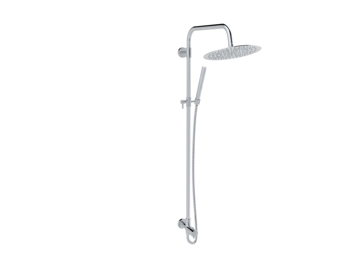Milli Inox Overhead Twin Rail Shower with Handshower with Bottom Rail