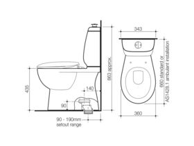 Caravelle Support Toilet Suite with Double Flap White Seat White (4 Star)