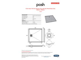 Specification Sheet - Posh Solus Tile Over Shower Tray with Rear Waste Base Only 900mm x 900mm