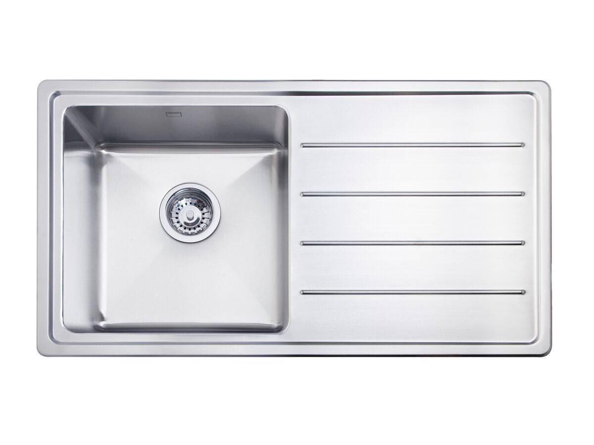 Memo Hugo Single Bowl Sink No Taphole Left Hand Bowl with Drainer Stainless Steel V2 from Reece