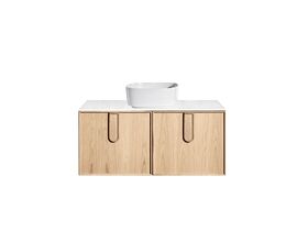 ISSY Adorn Above Counter / Semi Inset Wall Hung Vanity Unit with Two Doors & Internal Shelves with Petite Handle