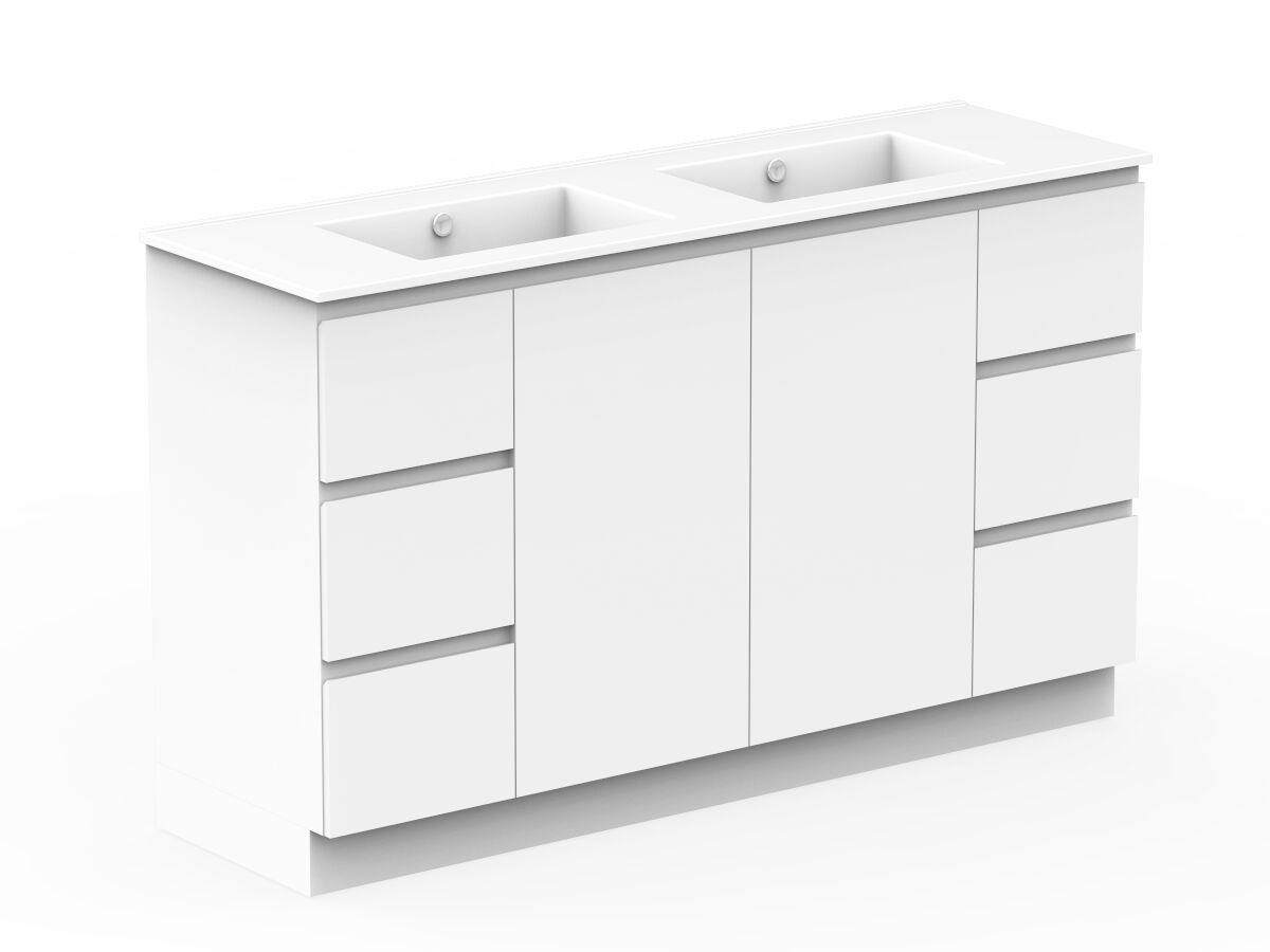 Posh Domaine 1500mm Floor Mount Vanity Unit Conventional Double Bowl