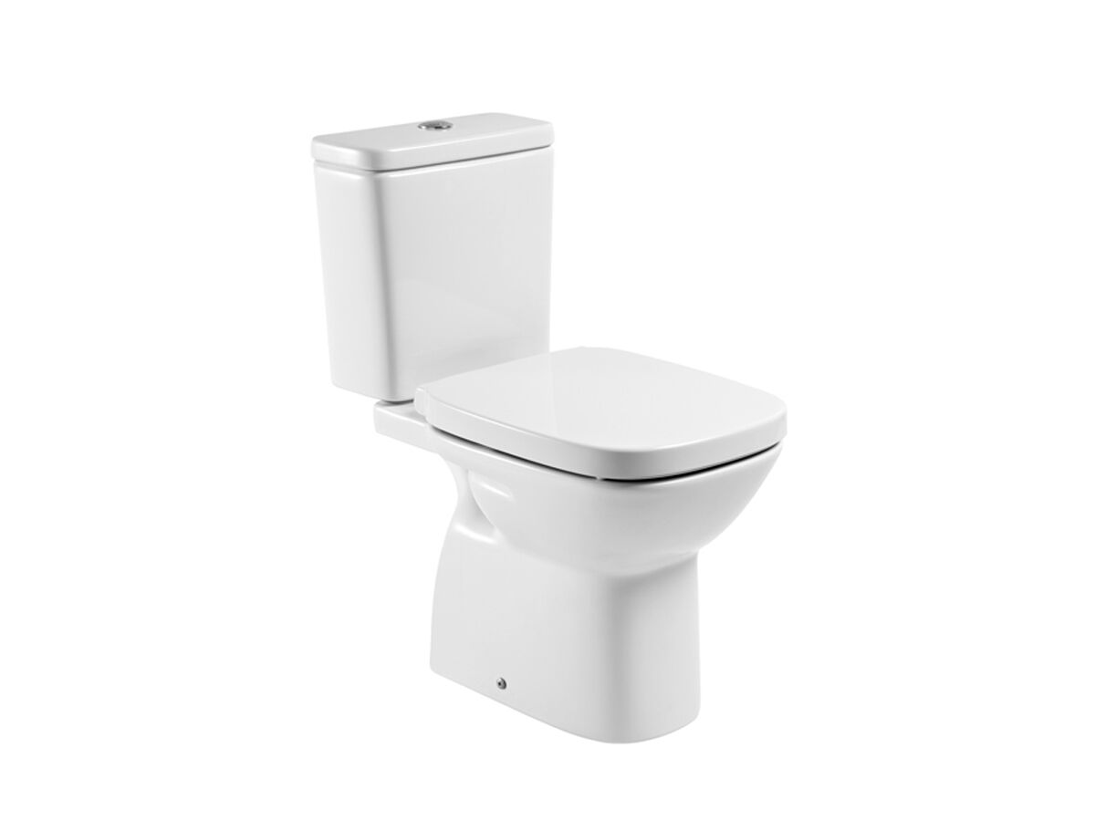 Roca Debba Close Coupled Toilet Suite S Trap Back Inlet with Soft Close Quick Release Seat White (4 Star)