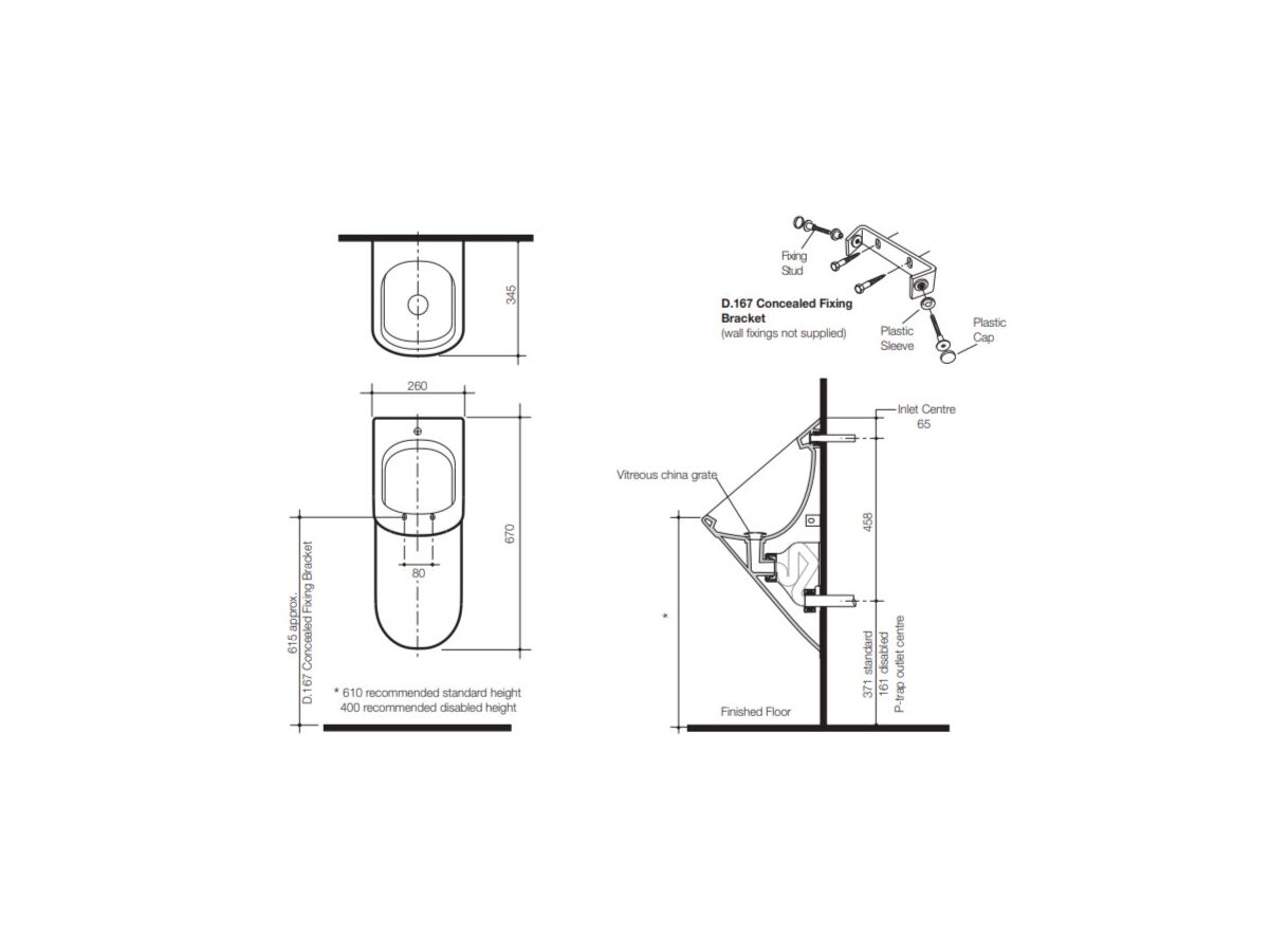 Caroma Cube 0.8L Urinal Electronic Fit Out Kit Series II