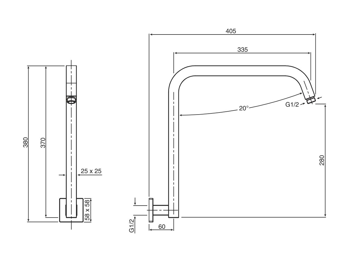 Mizu Bloc Gooseneck Shower Arm Chrome from Reece