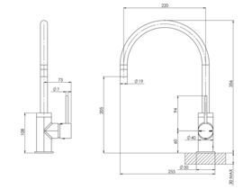 Phoenix Vivid Slimline Sink Mixer Gooseneck 220mm Brushed Nickel (4 Star)