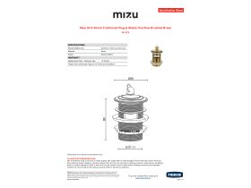 Specification Sheet - Mizu Drift 40mm Traditional Plug & Waste Overflow Brushed Brass