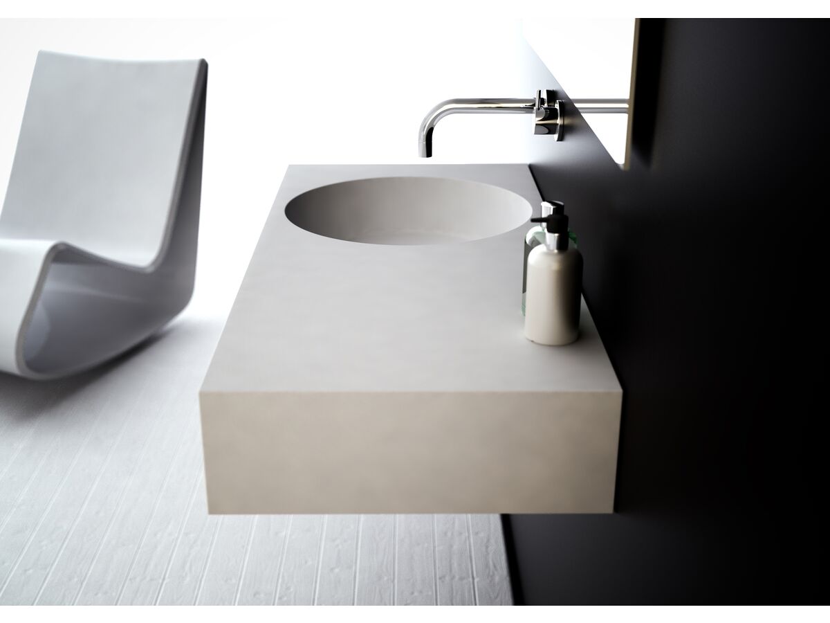 Omvivo Neo Solid Surface Wall Basin Left Hand Bowl No Taphole 1000mm White