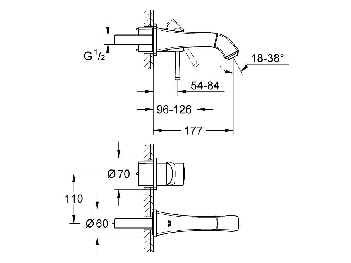 GROHE Grandera Wall Basin Mixer Set 177mm Chrome (5 Star)
