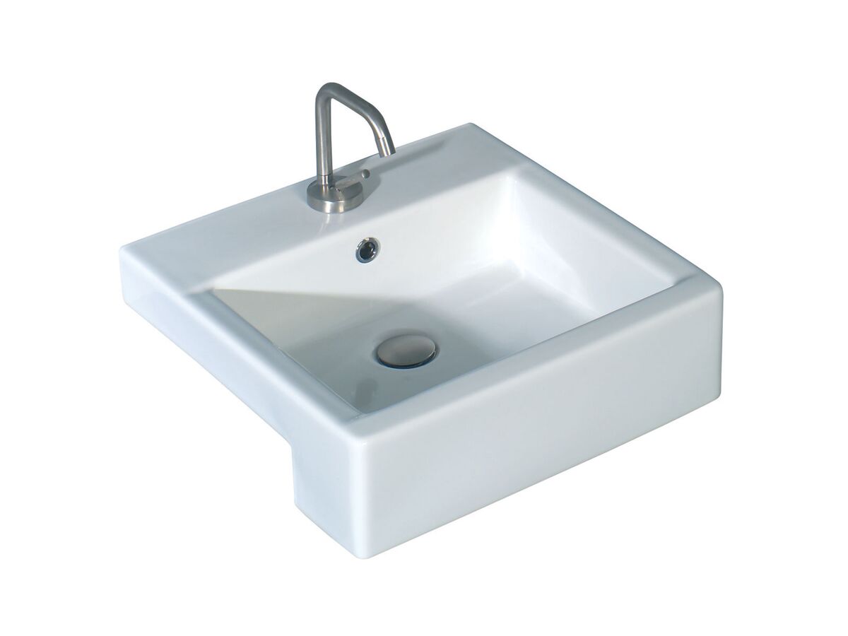 AXA Hox Semi Recessed Bare Basin 1 Taphole 480mm White