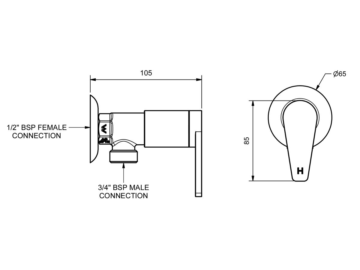Ram Tapware Yeva Washing Machine Stops Chrome from Reece