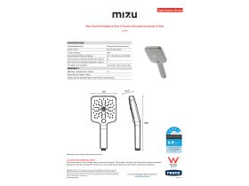 Specification Sheet - Mizu Soothe Handpiece Only 3 Function Brushed Gunmetal (5 Star)