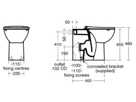 Portman 21 Rimless Overheight Back to Wall Pan only 610mm White (4 Star)