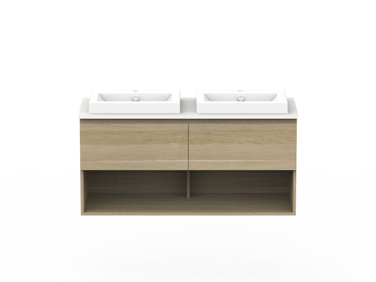 Posh Domaine Plus 1200mm Wall Hung Vanity Unit AllDrawer Open Shelf