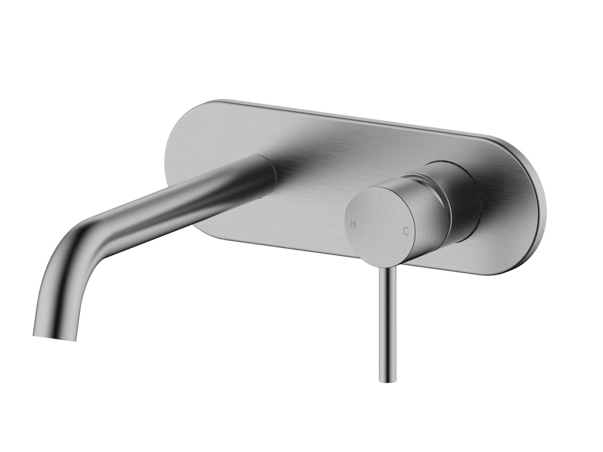 Mizu Drift Wall Basin/Bath Mixer Set Curve Brushed Gunmetal (6 Star)