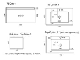 Tasca Wall Hung Vanity Unit 1 Drawer Single Bowl 750mm
