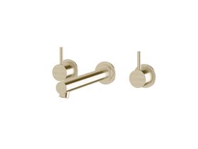 Scala Straight Wall Basin Set with 200mm Outlet LUX PVD Brushed Platinum Gold (6 Star)
