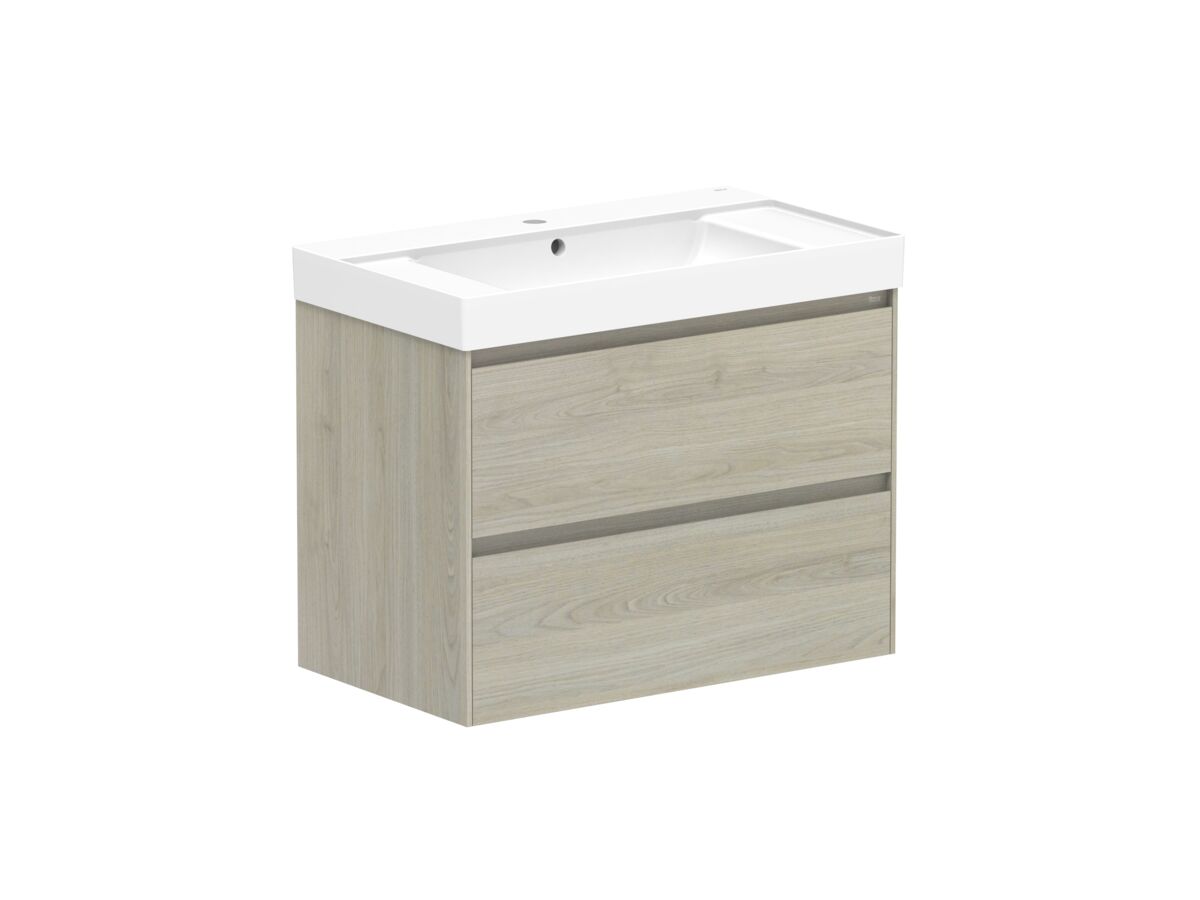 Roca Ona Vanity All Drawer Twin Centre Bowl 800mm Light Oak
