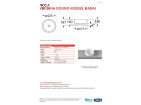 Technical Guide - Roca Virginia Round Vessel Basin 430mm No Taphole White