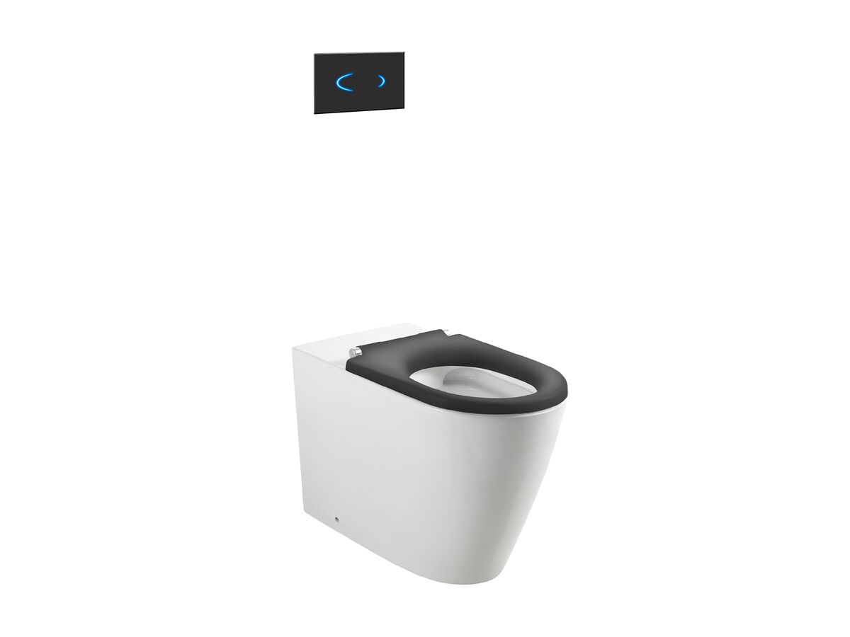 Wolfen Ambulant Back To Wall Rimless Pan with Inwall Cistern, Sensor Button, Single Flap Seat Grey (4 Star)