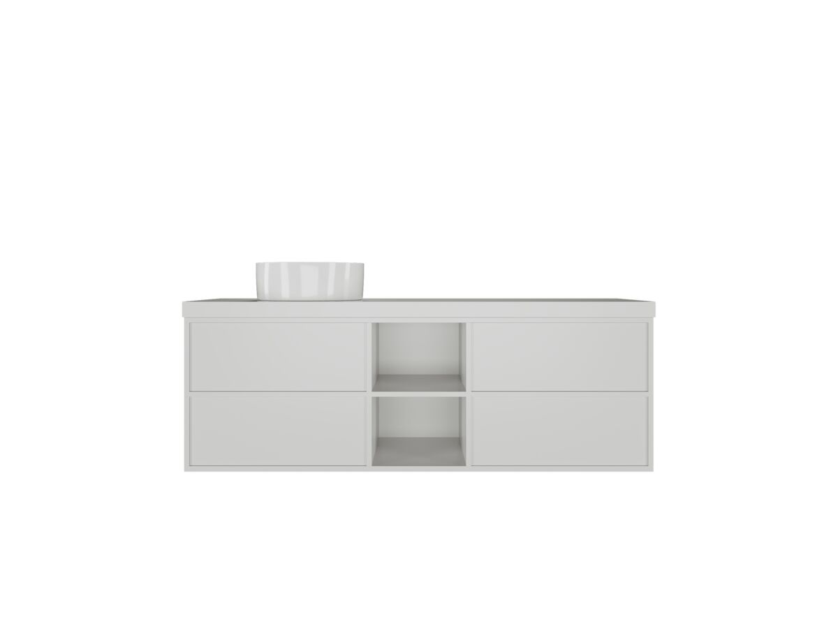 Kado Aspect 1500mm Wall Hung Vanity Unit with Shelf Single Bowl Caesarstone Top