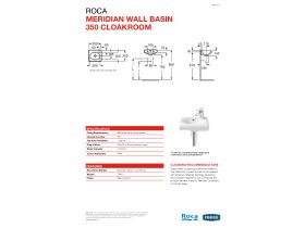 Technical Guide - Meridian Wall Basin with Fix 350mm 1 Tap Hole White