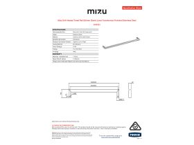 Specification Sheet - Mizu Drift Heated Towel Rail 830mm (Each) (Less Transformer) Polished Stainless Steel