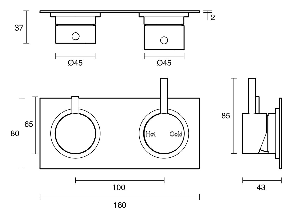 Sussex Scala Mixer Tap / Diverter System Right Hand Operation LUX PVD