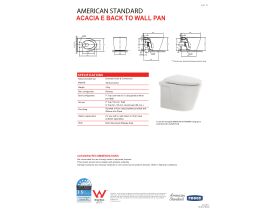 Technical Guide - American Standard Acacia E Back to Wall Pan with Soft Close Quick Release Seat White (4 Star)