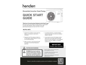 Quick Start Guide - Henden Essential Inverter Heat Pump