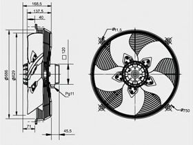 Technical Drawing - SolerPalau Fan 630mm 1Ph HRB/6-630/30BPN