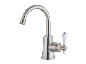 Kado Era Basin Mixer Porcelain Handle Brushed Nickel (5 Star)
